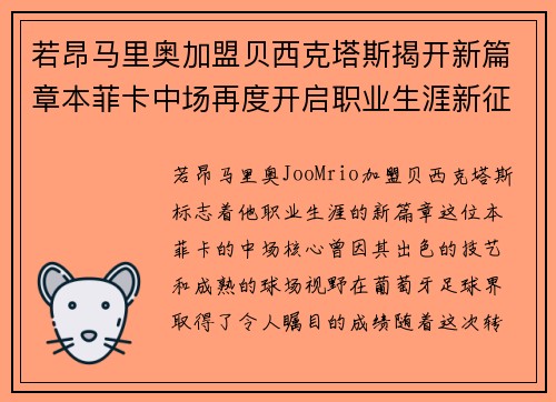 若昂马里奥加盟贝西克塔斯揭开新篇章本菲卡中场再度开启职业生涯新征程